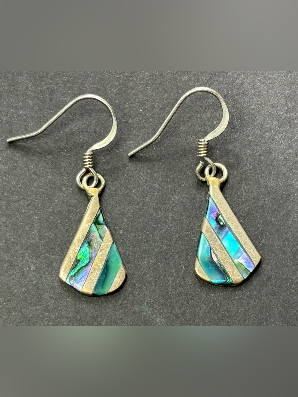 Iridescent Abalone Teardrop Dangle Earrings - Multicolor